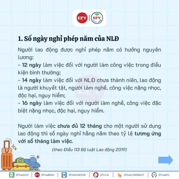 QUY ĐỊNH VỀ NGÀY NGHỈ PHÉP NĂM CỦA NGƯỜI LAO ĐỘNG