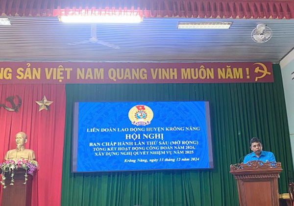 Liên đoàn Lao động huyện Krông Năng Tổ chức Hội nghị tổng kết công tác hoạt động công đoàn năm 2024 và triển khai nhiệm vụ năm 2025
