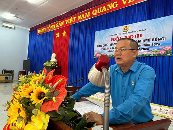 Liên đoàn Lao động huyện Cư‘Mgar Tổ chức Hội nghị Ban chấp hành lần thứ 5 ( mở rộng) để tổng kết, đánh giá công tác Công đoàn năm 2024